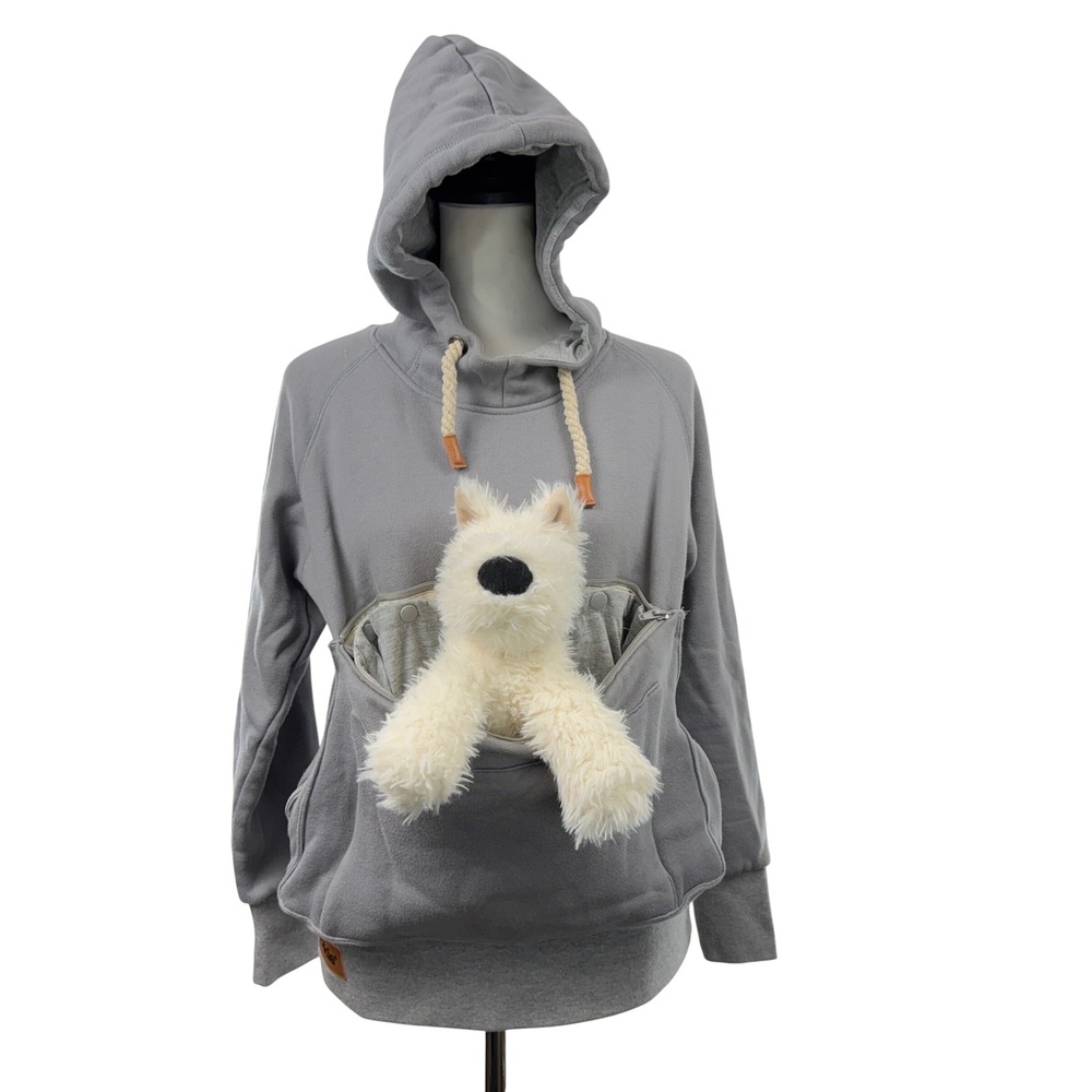 Roodie pet carrier Hoodie Women's size‎ XS Gray Kangaroo Hood Sweatshirt